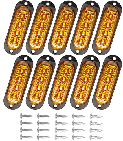 Catekro 10x Begrenzungsleuchten mit 4 Leuchten 86mm 12/24V Universelle Gelb | Seitenmarkierungsleuchten 3000K Wasserdicht Positionsleuchten Anhänger für LKW PKW Wohnwagen Wohnmobil als Umrissleuchte