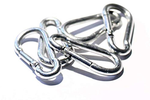 10 Stück Karabiner Haken 8 x 80 mm - Edelstahl verzinkt | Karabinerhaken | Schnellverschluss | DIN 5299