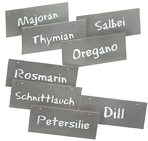 ARTECSIS 8er Set Kräuterschilder Pflanzenschilder Beschriftung Kräuter aus Holz in Kreideoptik