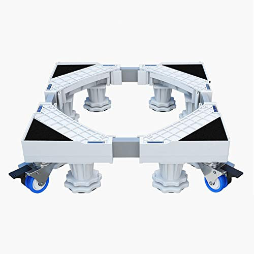 CarolynDesign Supporto per lavatrice con base regolabile multifunzionale e mobile con ruote girevoli di bloccaggio 4x2 e 8 piedini resistenti per lavatrice asciugatrice e frigorifero