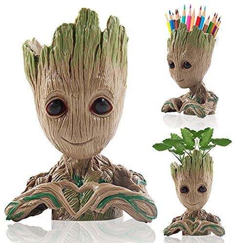 Newthinking Baby Groot Flowerpot, Cartoon Baby Groot Plants Pot with Drainage Hole, Indoor Creative Flower Pot for Desktop Decoration and Birthday Gift (GLT-Heart Shape)