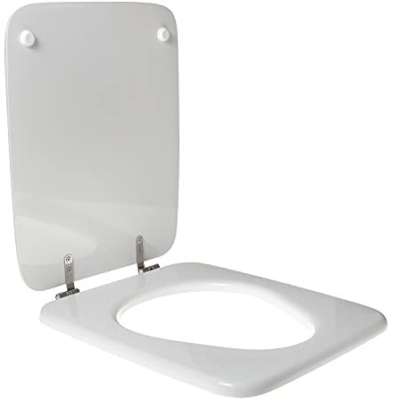 WC-Sitz für Alice Keramik Icon Square aus hochwertigem Polyester, Scharnier aus Edelstahl, Farbe: Weiß - Verschluss: Normal