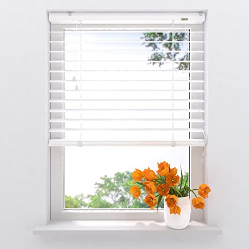 Radeco® Aluminium Jalousie 80 x 180 cm Matt Weiß 50mm lamellen, Größen von 60 bis 240 Breite, alu Jalousie, lamellenrollo, Jalousien, Fenster Jalousien innen, Jalousie Aluminium