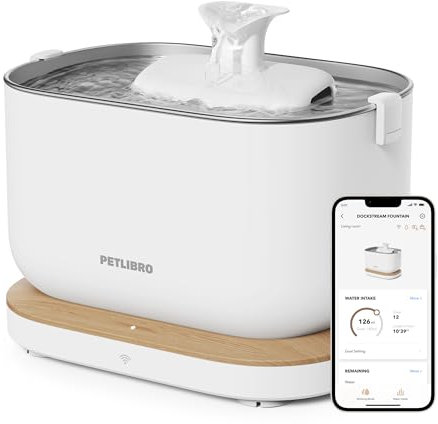 Fuente Petlibro para Gatos con Monitoreo de Aplicación, Dockstream Bebedero Gatos 2,5L, Estadísticas Inteligentes de Agua Potable, Ultra Silenciosa, Multifiltración, Wi-Fi de 2,4 GHz