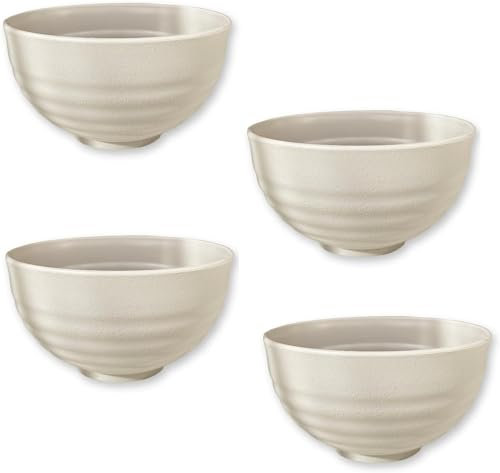 BRICOMIRAS Tazas desayuno grandes 450ml, juego de cuencos desayuno libre de BPA, tazones para cereales, cuenco cereales desayuno saludable, cuenco desayuno irrompible apto lavavajillas (4, Marrón)