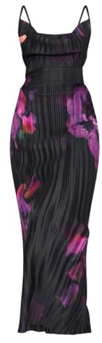 VECVOC Robe d'été plissée à col bénitier pour femme - Robe maxi plissée avec bretelles et épaules dénudées, noir, Taille S