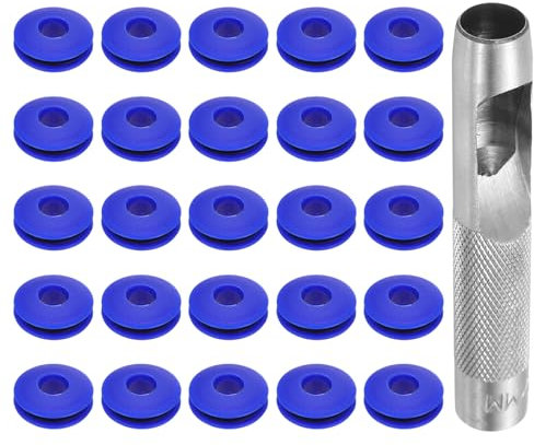 QUARKZMAN Kit de Herramientas de Ojales para Lona, 12mm Alicate Blanco para Ojales, 25Pcs Arandelas de Plásticos Ojales para Lonas Textiles Cortinas Carpas Toldos Sujeción Clip, Azul