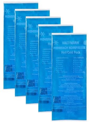 XXL Kalt-Warm-Kompressen (5er Set) – Wiederverwendbare Kühl- und Wärmepads in Blau – Größe: 12 x 29 cm - bei Prellungen, Schmerzen und Verspannungen – Hochwertiges Gel-Kühlkissen – Mikrowellengeeignet