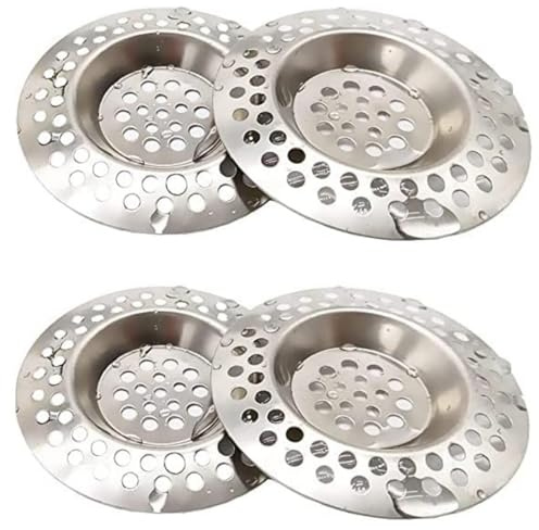 (4 pcs) 70mm Stainless Steel Kitchen Sink Strainer Plug Sink Sieve Sink Hole Strainer Drain Protector for Bathroom and Kitchen, Hair Catcher Stopper for Bathtub, White