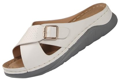 Chanclas de mujer de verano ortopédicas elegantes antideslizantes zapatos ortopédicos transpirables planta ancha pantuflas casa mar playa zapatillas con cuña abiertas ligeras sandalias Slip-On ofertas