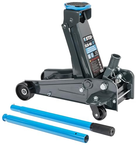 STIX ELN-04 Hydraulischer Rangierwagenheber 3T - Hubhöhe 140–460 mm, Stabile Stahlkonstruktion, Doppelhebel 94 cm, Gummiauflage, Wagenheber für Auto, SUV und Transporter