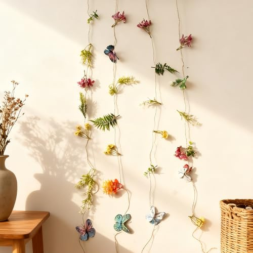 Blumen Girlande Wildblume Deko Blumengirlande Banner Blumen in Vielen Farben Banner für Zimmer Deko Aesthetic Frühling Sommerdeko Kindergeburtstage Hochzeit Babyparty
