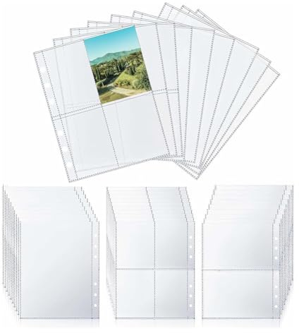 Uxsjakjsd Pochettes pour Cartes, Pochettes de Classeur A5, 30 Inserts Perforateurs 6 Trous pour Cahiers à 6 Anneaux, Matériau PVC Imperméable