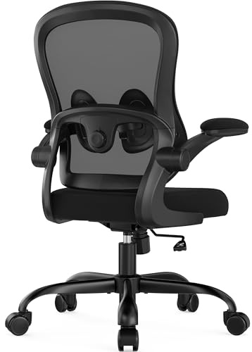 Farini Ergonomischer Executive Schreibtischstuhl Mesh Bürostuhl mit Verstellbarer Lendenstütze und aufklappbaren Armlehnen drehbarer Rollcomputer Stuhl für Homeoffice