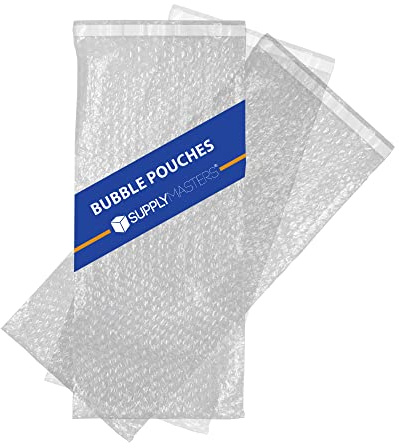 Supply Masters 4x7.5 Bubble Out Pouch Bags - 50 Pack, Self Seal Adhesive Clear Cushion Wrap Pouches for Moving, Packing Books, Pictures, Bottles, Glasses, Ornaments, Package Sleeves for Shipping