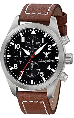 Airleader Steel Chronograph KHS.AIRSC.LB5 Edelstahl, Büffel-Lederband braun, KHS Tactical Watch, Einsatzuhr, Fliegeruhr