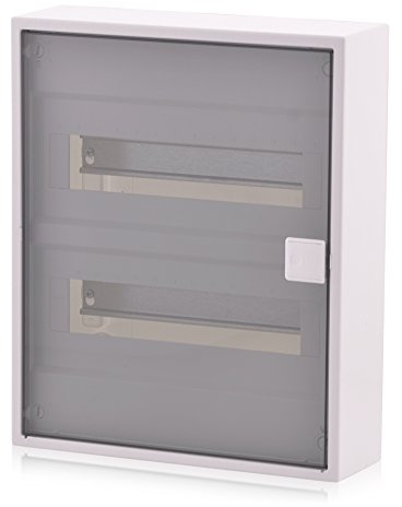 Intratec ALPHA Cuadro eléctrico de superficie 2 filas – Caja de distribución para 24 módulos con puerta transparente – Envolvente con carril DIN para viviendas y uso profesional – 377 x 310 x 96 mm
