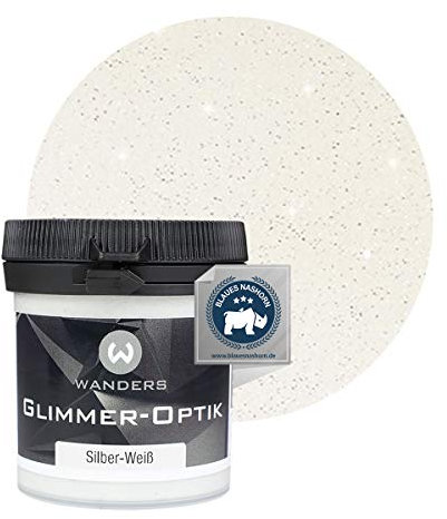 Wanders24 Glimmer-Optik (80ml, Silber-Weißgrau) - Wandfarbe Glitzer - Made in Germany
