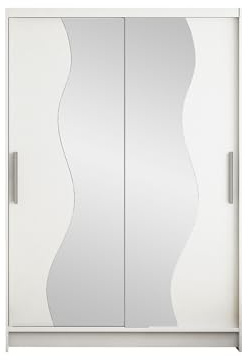 Mirjan24 Kleiderschrank Miami S mit Spiegel, Schiebetürenschrank mit Kleiderstange und Einlegeboden für Schlafzimmer, Diele & Flur, Garderobe (Weiß, ohne Beleuchtung)
