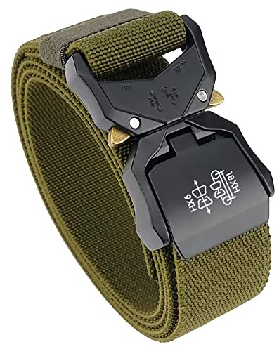 TENINE Unisex-Gürtel aus Segeltuch, Elastischer Stoffgürtel Stretch-Gürtel Militär-Gurtband Nylongürtel für Frauen und Männer Taktischer Gürtel Schnellverschluss Metallschnalle