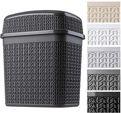 KADAX Cubo cosmético de plástico con tapa basculante, cubo de basura ligero para baño, cocina, capacidad de 5 L, color antracita