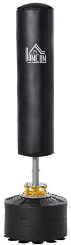 HOMCOM Sac de Frappe Boxe autoportant Punching Ball Ø 50 x 170 cm amortisseurs ventouses antidérapantes Noir