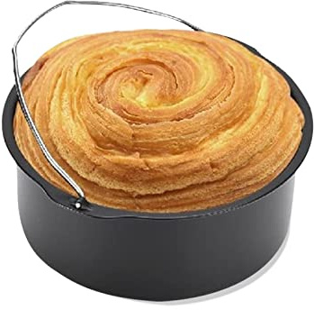 Heißluftfritteuse Universal Back Zubehör Backform aus Kohlenstoffstahl 2 Liter Antihaft Kuchen Backblech mit Griff Harte Haushaltsform Backformen Passend für Kuchen Backen und Aufläufe, 8 Zoll