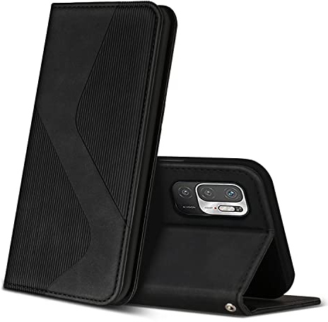ZONNAVI Hülle für Xiaomi Redmi Note 10 5G / Redmi Note 10T, PU Leder Handyhülle mit Kartenfächer, Flip Wallet Case Schutzhülle für Xiaomi Redmi Note 10 5G/Poco M3 Pro/Redmi Note 10T (Schwarz)