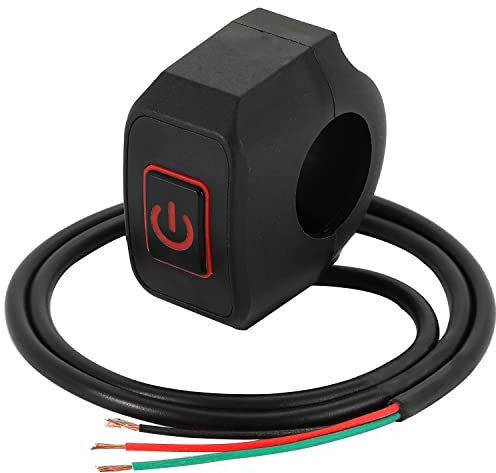 Greluma Pulsante momentaneo interruttore del manubrio del motociclo da 22 mm 7/8 '' per avviamento elettrico Pulsante interruttore impermeabile con luce a LED