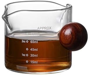 Generic Misurazione del Vetro Resistente al Calore Manico a Sfera MANGLIA Resistente LATTURA CAPPO CATTO con Jigger a Doppia Bocca for caffè Espresso I Regali (Color : 75ml)