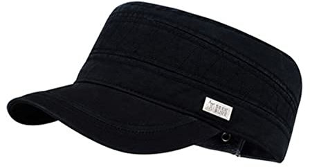 Military Army Cap Herren Flat Top Baseball Caps Baumwolle Verstellbar Armee Kappe Wandern Sport Sonnenhut (Schwarz-001)