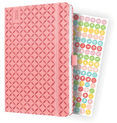 SIGEL J4111 Wochenkalender Jolie 2024, ca. A5, rose, Hardcover, Gummiband, Stiftschlaufe, Einstecktasche, 174 Seiten, aus nachhaltigem Papier, Terminplaner