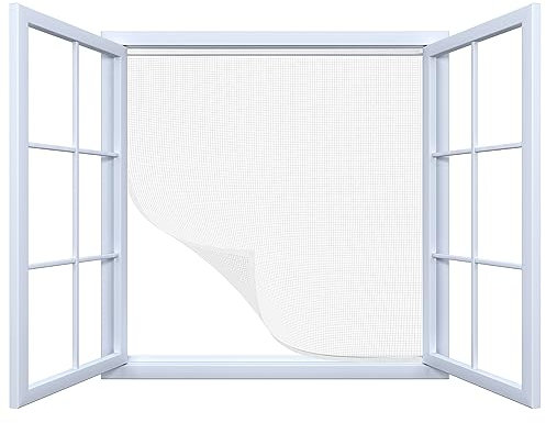 Door easy Fliegengitter Fenster - 150x130cm - Insektenschutz Fensternetz - Moskitoschutz für Fenster-Rahmen - Mückenschutz Insektengitter ohne Bohren