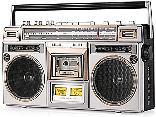 Cassette Boombox,Radio FM,Boombox portable de style 80's - Lecteur CD, lecteur de cassettes, radio FM & DAB +, USB, haut-parleur Bluetooth sans fil - Blackpeaker,Gold