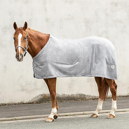 SUNRIDE Abschwitzdecke “Wellington” für Pferde aus weichem Fleece (280g/m²) - schnelltrocknend und leicht (165 cm, grau)