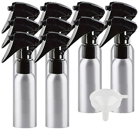 BPZXL 12 Piezas Rellenables 100ml Botella de Aluminio con Bomba en Negro Niebla Fina Atomizador, para Perfumes Cosméticos Viajes y rtículos de Agua Cosmético