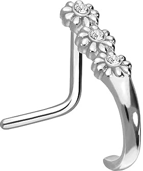 PIERCINGLINE Chirurgenstahl Nasenstecker 3 KRISTALLBLUMEN Nasenpiercing Nostril Piercing