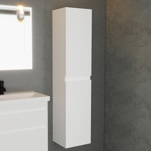 Alpenberger Hochschrank Badezimmerschrank Hängend | Badschrank Schmal | WC Schrank Badezimmermöbel | Mehrzweckschrank 35 cm breit Schrank 30cm tief | Badezimmerschränke - Badregal Weiß