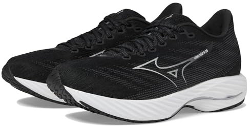 Mizuno Mens Wave Rider 28 Running Shoe, Black-Silver, 8.5 UK