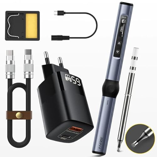 FNIRSI HS-01 Smart Electric Soldering Iron PD 65W Adjustable Constant Temperature Fast Heat Portable Soldering Iron Station Kit(Blue PD 65W Kit)