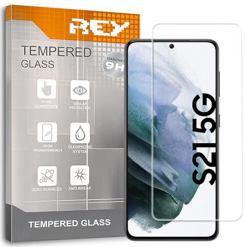 REY Pack 2X Bildschirmschutz aus gehärtetem Glas für Samsung Galaxy S21 5G, Schutzfolie, Displayschutzfolie 9H+ Härte, Anti-Kratzen-Öl-Bläschen