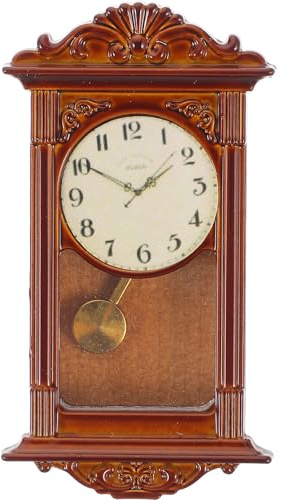 HEMOTON Pendeluhr Pendel Wanduhr Retro Quarz Wanduhr Miniatur Pendeluhr Mini Standuhr Puppenhaus Modell
