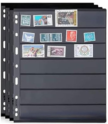 Wansiman Encart De Collection De Timbres,Pages de Timbres,Collection De Timbres Pages,Classeur Timbres Collection,Timbres Livre Album Fournitures,avec Pochettes à 9 Trous,pour Collection de Timbres