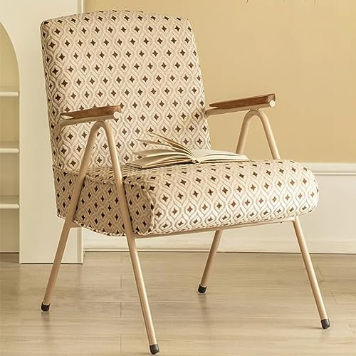 Generisch Moderner Polstersessel für Wohnzimmer Schlafzimmer Kleine Räume Wohnung Büro Sessel mit Eisenbeinen, hoher Rückenlehne, gepolsterten Armlehnen und bequemen Polstern (Color : White)