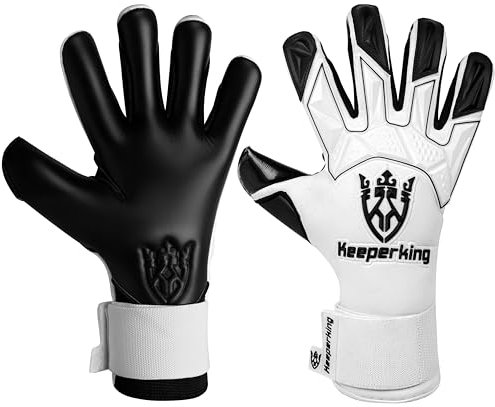 Keeperking Torwarthandschuhe Herren GladiatorKing Negative Cut Professional mit Profi Extreme Grip 4 mm (10, G-Schwarz-Weiß)