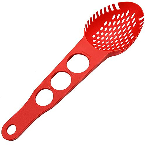 Lizusidtsy Nylon Spaghetti Server Non-Stick Pasta Fork Slotted Spoon Food Strainer with Spaghetti Measure Tool Strainer Ladle