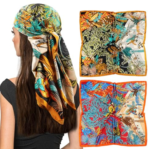 vimate Kopftuch für Frauen-35“ Quadrat Seide Gefühl Satin Schal Seidentuch für Haar Wrapping und Schlafen in der Nacht.
