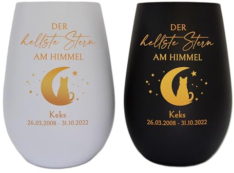 Feenstaub Windlicht Trauer, Trauerlicht personalisiert, Andenken an Verstorbene, Erinnerungslicht mit Namen graviert, Memoriam Gedenklicht für Verstorbene, Kerzenglas mit Gravur, Katze