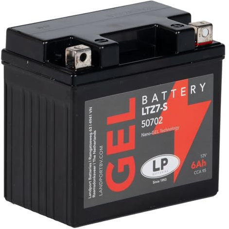 Landport LP Batería de Gel para Moto 12Volt, 6 Ah/10Hr, 95 CCA- MG LTZ7-S