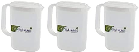 Plastic Jug Pitcher Set | BPA Free and Durable Fridge Door Jug with Lid | Airtight Measuring Container for Water, Milk, Juices & More | Simple Plastic Measuring Jug | 1.5 litres (Pack of 3)